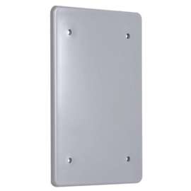 HUBBELL PBC100GYCN Blank Cover, 0.38 in L, 2.88 in W, 1 -Gang, Polycarbonate, Gray