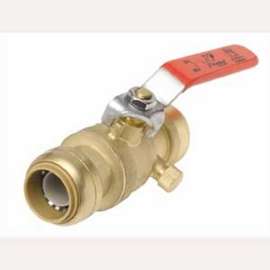 Reliance Worldwide 22306LFCA Ball Valve with Drain, 1 in Connection, Push-Fit, 200 psi Pressure, Brass Body