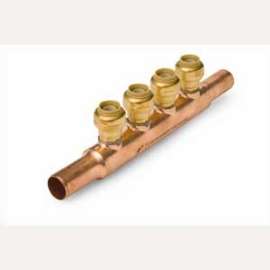 RELIANCE WORLDWIDE 22997LF Pipe Manifold, 1-Inlet, 3/4 in Inlet, 4-Outlet, 3/4 in Outlet, Brass