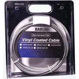BARON 50201/50210 Aircraft Cable, 1/8 to 3/16 in Dia, 50 ft L, 340 lb Working Load, Galvanized Steel