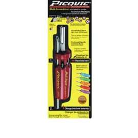 PICQUIC Multique Series 05002 Multi-Bit Screwdriver, Phillips, Robertson, Slotted Drive, Plastic Handle