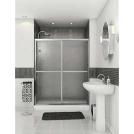 MAAX 105413-970-084-00 Shower Door, Raindrop Glass, 2-Panel, Aluminum Frame