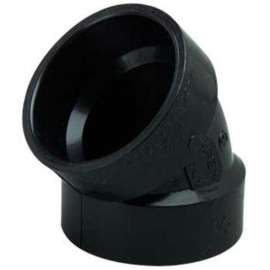 IPEX Drainway Series 027240 Pipe Elbow, 1-1/4 in, Hub, 45 deg Angle, ABS, Black