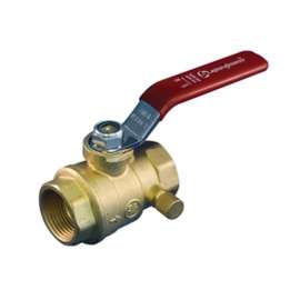 aqua-dynamic 1197-753 Ball Valve with Drain, 1/2 in Connection, Threaded, 600 psi Pressure, Brass Body