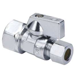 aqua-dynamic 1991-202 Straight Stop Valve, 3/8 in Connection, FIP x Compression, 200 psi Pressure, Quarter-Turn Actuator
