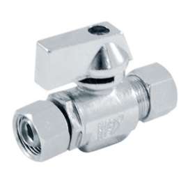 aqua-dynamic 1991-902 Straight Stop Valve, 3/8 in Connection, Compression, 200 psi Pressure, Quarter-Turn Actuator