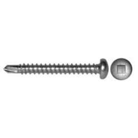 Reliable PKTZ101VP Screw, #10-16 Thread, 1.133 in L, Full Thread, Pan Head, Square Drive, Self-Drilling Point, Steel