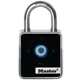Master Lock 4400D Wide Bluetooth Padlock, 1-29/32 in W Body, 7/8 in H Shackle, Metal