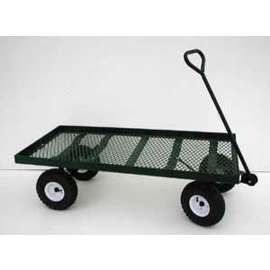 Millside Industries EFRW-G Wagon, 800 lb, Metal Deck, 4 x 10 in Wheel, Pneumatic Wheel, Easy Grip, Long Handle, Green