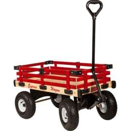 Millside Industries SFW Kid's Express Wagon, 300 lb Capacity, Hardwood, Red, Pneumatic Wheel