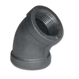 aqua-dynamic 5520-200 Pipe Elbow, 1/8 in, Threaded, 45 deg Angle, Malleable Iron, 150 psi Pressure