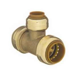 aqua-dynamic 9492-433 Pipe Tee, 1/2 x 3/4 in, Push-Fit, Brass, 200 psi Pressure