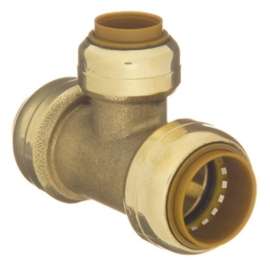 aqua-dynamic 9492-454 Pipe Tee, 3/4 x 1 in, Push-Fit, Brass