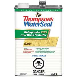Thompson's WaterSeal THCP43004-16 Waterproof Wood Protector, Clear, Liquid, 3.78 L
