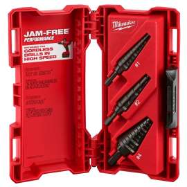 Milwaukee 48-89-9221 Step Drill Bit Set, Dual Flute, 3-Piece, HSS, Black Oxide