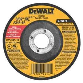 DeWALT HP DW8750 Cut-Off Wheel, 4-1/2 in Dia, 0.045 in Thick, 7/8 in Arbor, A24R Grit, Aluminum Oxide Abrasive