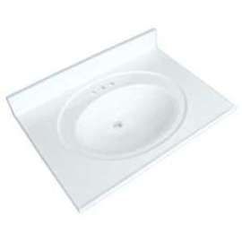 Luxo Marble POSB3122-4-S Vanity Top, 31 in OAL, 22 in OAW, Marble, White, Oval Bowl