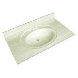Luxo Marble POSB3722-4-S Vanity Top, 37 in OAL, 22 in OAW, Marble, White, Oval Bowl