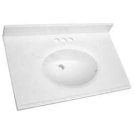 Luxo Marble OV POVA3119-4-S Sink, 31 in OAL, 19 in OAW, Synthetic Marble, Oval Bowl