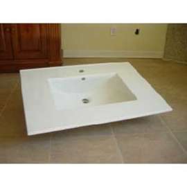 Luxo Marble VCREC VCREC3722-1-SW Vanity Top, 37 in OAL, 22 in OAW, Ceramic, White, Gloss, Rectangle Bowl