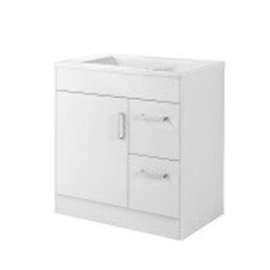 Luxo Marble TENDER 3018 WT Combination Vanity, 16-1/2 in W Cabinet, 25 in D Cabinet, MDF, White, 1-Sink, Marble Sink