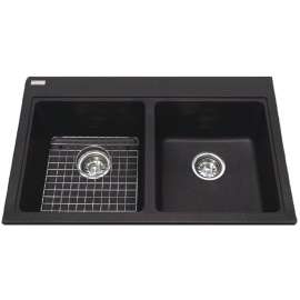 KINDRED Mythos KGDL2031/8ON Kitchen Sink, 1-Faucet Hole, 31-9/16 in OAW, 20-1/2 in OAD, 8 in OAH, Granite, Onyx