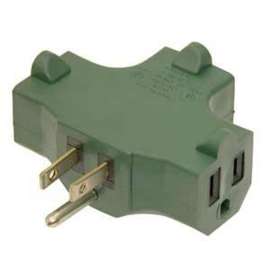 Woods 80794G Outlet Adapter, 3 -Outlet, Green