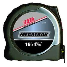 Task TX211 Measuring Tape, 25 ft L Blade, 1-5/16 in W Blade, Steel Blade, Steel Case