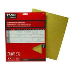 TASK Signature SAO16150 Sandpaper, 11 in L, 9 in W, Very Fine, 150 Grit, Aluminum Oxide Abrasive, Paper Backing