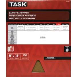 Task GA11220 Sandpaper, 11 in L, 9 in W, Very Fine, 220 Grit, Garnet Abrasive