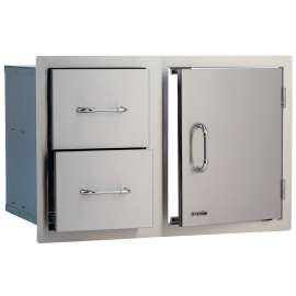 BULL 25876 Grill Cabinetry, 33 in L, 20-1/2 in W, 22 in H, 2 -Drawer, Stainless Steel, Metallic