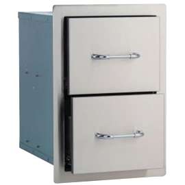 BULL 56985 Double Drawer, 20-3/4 in L, 12-3/4 in W, 19-1/2 in H, 2 -Drawer, Stainless Steel