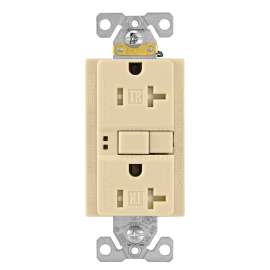 Eaton Wiring Devices TRSGF20V-SPL/TRVG GFCI Duplex Receptacle, 2 -Pole, 20 A, 125 V, Back, Side Wiring, NEMA: 5-20R