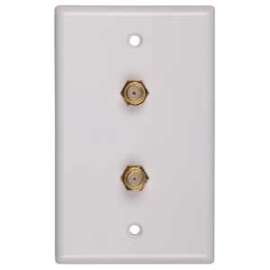 VOXX CVH128R Double Coaxial Wallplate, 1 -Gang, White
