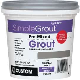 CUSTOM PMG165QT Tile Grout, Paste, Characteristic, DeLorean Gray, 1 qt Pail