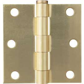 ProSource BH-BS03-PS Square Corner Door Hinge, Steel, Satin Brass, Loose Pin, 180 deg Range of Motion