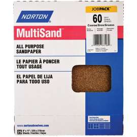 NORTON Adalox 07660700152 Sanding Sheet, 11 in L, 9 in W, Coarse, 60 Grit, Aluminum Oxide Abrasive, Paper Backing