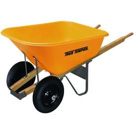 TRUE TEMPER RP810 Wheelbarrow with Dual Wheels, 8 cu-ft Volume, Poly, 2-Wheel