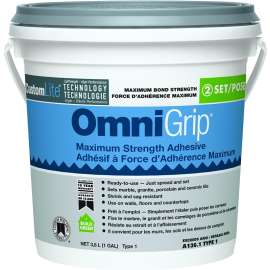 CUSTOM OmniGrip COGA1-2 Tile Adhesive, Paste, Latex, White, 1 gal Pail
