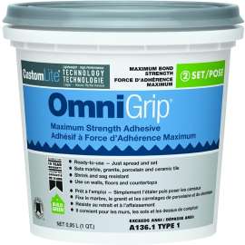 CUSTOM OmniGrip COGAQT Tile Adhesive, Paste, Latex, White, 1 qt Pail