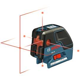 Bosch GCL 25 Alignment Laser with Cross Line, 15 ft Plumb Points, 100 ft Horizontal Points, 30 ft Cross Line, 5-Dot