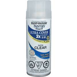 Painter's Touch Ultra Cover 268409 Enamel Spray Paint, Satin, Clear, 340 g