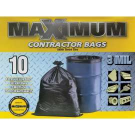 Maximum 33441 Contractor Garbage Bag, LLDPE, Black
