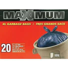 Maximum 31422 Outdoor Garbage Bag, 121 L, LLDPE, Black