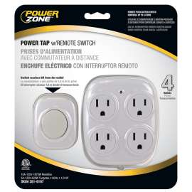 PowerZone ORFSTAP Power Tap, 4 -Outlet, White