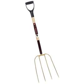 GARANT G0415DU Mushroom Fork, 4 -Tine, Steel Tine, Gold, 30 in L Handle