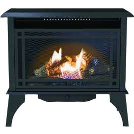 Kozy World GSD2845 Gas Stove, 31.93 in W, 28.28 in H, 30,000 Btu Heating, Liquid Propane, Steel, Black