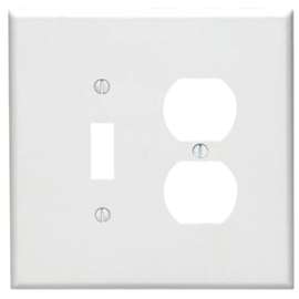 Leviton 88105 Combination Wallplate, 5-1/4 in L, 3-1/2 in W, Oversized, 2 -Gang, Plastic, White, Device Mounting