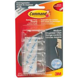 Command 17301CLR-C Cord Clip, Plastic, Clear