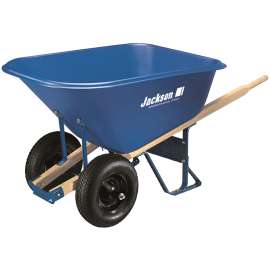 JACKSON MP1010 Wheelbarrow, 10 cu-ft Volume, Poly, 2-Wheel, Pneumatic Wheel, 16 in Wheel